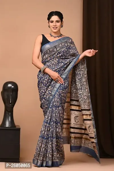 Jivika Graceful Cotton Silk Saree with Blouse piece For Women-thumb0