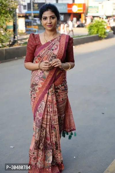 Beautiful Cotton Saree With Blouse Piece-thumb0