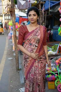 Beautiful Cotton Saree With Blouse Piece-thumb1