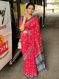 Beautiful Linen Saree With Blouse Piece-thumb1