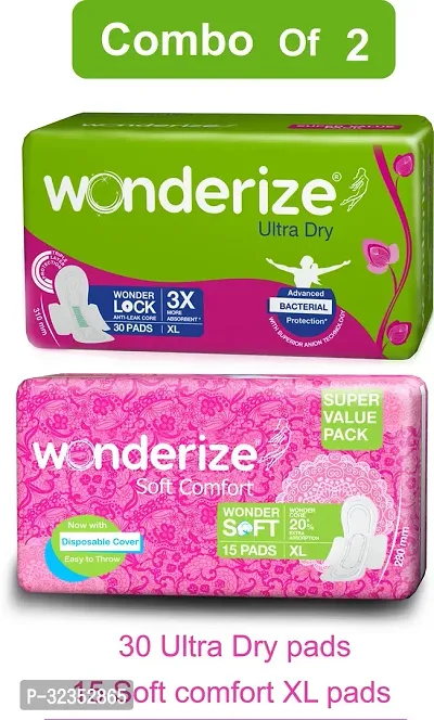 Ultra Dry Anti Leak Xl Sanitary Pads 30 Pads Soft Comfort Regular Size Sanitary Napkins 15 Pads Pack Of 2-thumb0