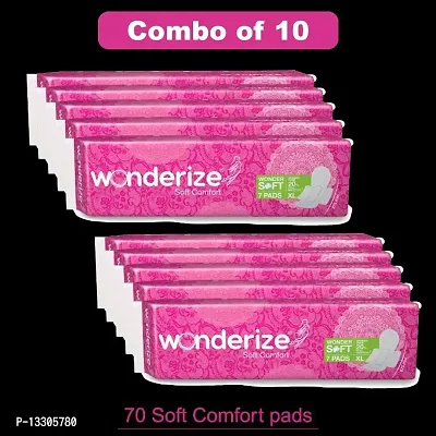 Wonderize Soft Comfort 275mm XL Sanitary Napkins - 70 Pads, Combo Pack