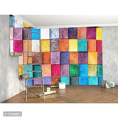 DECORATIVE DESIGN Fabulous Colourful Blocks Multicolor Cube Wallpaper for Home Decor, Living Room, Bed Room, Kids Room (Waterproof)