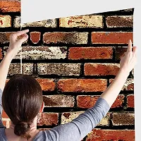 Decorative Design Brown Brick Textured Peel and Stick Wallpaper | Self Adhesive Wall Sticker for Home Decor,Living Room,Bedroom,Hall,Kids Room,Play Room (PVC Vinyl, Water Proof)(DI 155) 16 X 128 INCH-thumb3