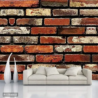 Decorative Design Brown Brick Textured Peel and Stick Wallpaper | Self Adhesive Wall Sticker for Home Decor,Living Room,Bedroom,Hall,Kids Room,Play Room (PVC Vinyl, Water Proof)(DI 155) 16 X 128 INCH-thumb2