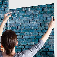 Decorative Design Blue Brick Textured Peel and Stick Wallpaper | Self Adhesive Wall Sticker for Home Decor,Living Room,Bedroom,Hall,Kids Room,Play Room (PVC Vinyl, Water Proof)(DI 195)(16 X 128 INCH)-thumb3