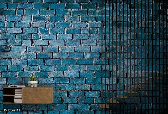 Decorative Design Blue Brick Textured Peel and Stick Wallpaper | Self Adhesive Wall Sticker for Home Decor,Living Room,Bedroom,Hall,Kids Room,Play Room (PVC Vinyl, Water Proof)(DI 195)(16 X 128 INCH)-thumb5