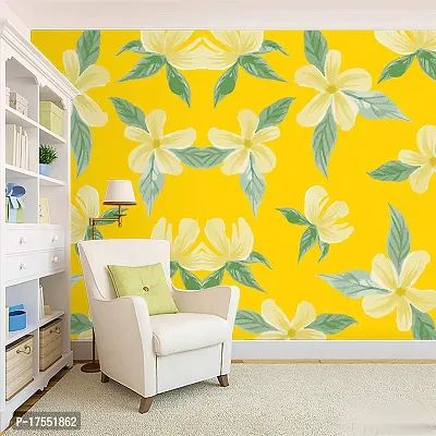 Decorative Design Floral Yellow Self Adhesive Wallpaper Wall Sticker for Home Decor, Living Room, Bedroom, Hall, Kids Room, Play Room (PVC Vinyl, Water Proof)(DI 191) (16 X 128 INCH)