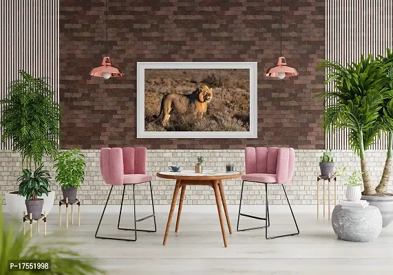 Decorative Design Self Adhesive Poster Tiger Scene Wall Sticker for Home Decor, Living Room, Bedroom, Hall, Kids Room, Play Room (PVC Vinyl, Water Proof)-thumb0