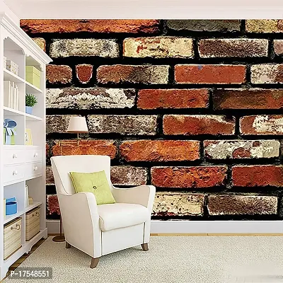 Decorative Design Brown Brick Textured Peel and Stick Wallpaper | Self Adhesive Wall Sticker for Home Decor,Living Room,Bedroom,Hall,Kids Room,Play Room (PVC Vinyl, Water Proof)(DI 155) 16 X 128 INCH