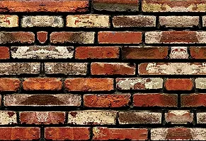 Decorative Design Brown Brick Textured Peel and Stick Wallpaper | Self Adhesive Wall Sticker for Home Decor,Living Room,Bedroom,Hall,Kids Room,Play Room (PVC Vinyl, Water Proof)(DI 155) 16 X 128 INCH-thumb2