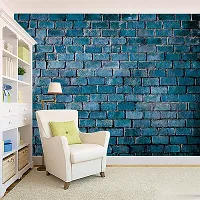 Decorative Design Blue Brick Textured Peel and Stick Wallpaper | Self Adhesive Wall Sticker for Home Decor,Living Room,Bedroom,Hall,Kids Room,Play Room (PVC Vinyl, Water Proof)(DI 195)(16 X 128 INCH)-thumb1