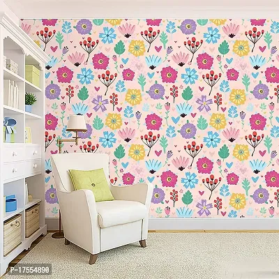 Decorative Design Self Adhesive Floral Wallpaper Wall Sticker for Home Decor, Living Room, Bedroom, Hall, Kids Room, Play Room (PVC Vinyl, Water Proof)(DI 140) (16 X 128 INCH)-thumb2