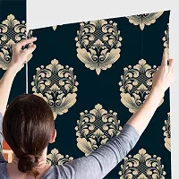 Decorative Design Damask Self Adhesive Wallpaper Wall Sticker for Home Decor, Living Room, Bedroom, Hall, Kids Room, Play Room (PVC Vinyl, Water Proof)(DI 63) (16 X 96 INCH)-thumb2