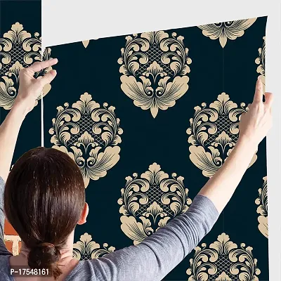 Decorative Design Damask Self Adhesive Wallpaper Wall Sticker for Home Decor, Living Room, Bedroom, Hall, Kids Room, Play Room (PVC Vinyl, Water Proof)(DI 63) (16 X 96 INCH)-thumb3