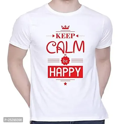 Trendy White Cotton Blend Printed Round Neck Tees For Men-thumb0