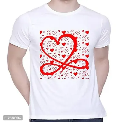 Trendy White Cotton Blend Printed Round Neck Tees For Men