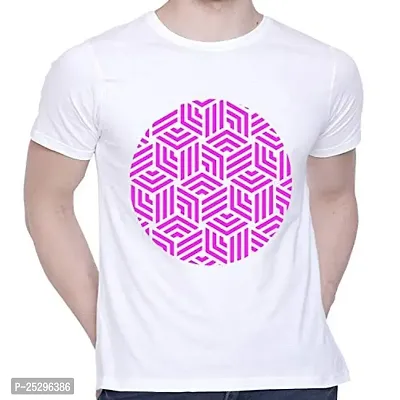 Trendy White Cotton Blend Printed Round Neck Tees For Men-thumb0