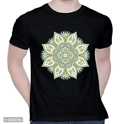 Trendy Black Cotton Blend Printed Round Neck Tees For Men-thumb0