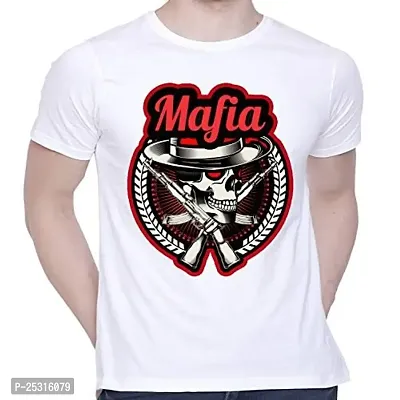 Trendy White Cotton Blend Printed Round Neck Tees For Men-thumb0