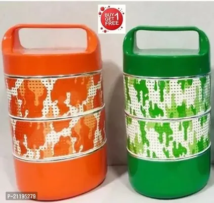Twister 3 Layer Design Adjustable Insulated Tiffin Set Of 2 Lunch Boxes