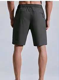 Men's Super Soft, Knee Length Comfortable Everyday Wear | Relaxed Fit Solid Code Shorts with Zipper Pocket-thumb1