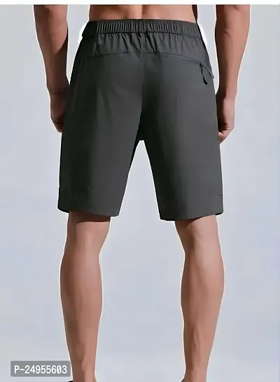 Men's Super Soft, Knee Length Comfortable Everyday Wear | Relaxed Fit Solid Code Shorts with Zipper Pocket-thumb2