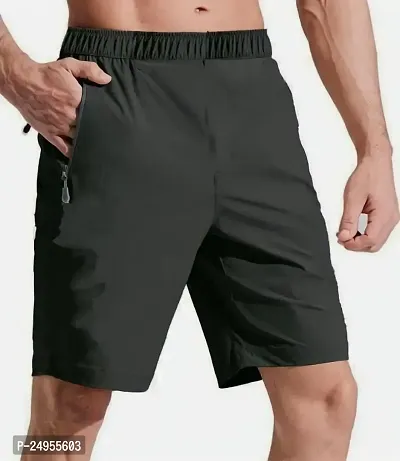 Men's Super Soft, Knee Length Comfortable Everyday Wear | Relaxed Fit Solid Code Shorts with Zipper Pocket-thumb0