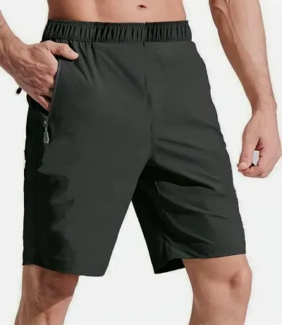 Men's Super Soft, Knee Length Comfortable Everyday Wear | Relaxed Fit Solid Code Shorts with Zipper Pocket