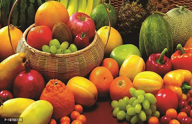 Techgifti? Waterproof Kitchen Apple and Orange Mix Fresh Fruits Wallpaper/Wall Sticker Multicolour (60Cm X 45Cm)