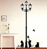 Techgifti? Black Lamp with Cats Wall Sticker for Decorative Wall Sticker for Living Room , Bed Room, Kide Room-thumb2