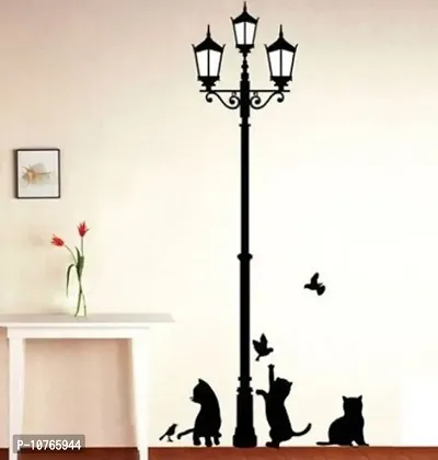 Techgifti? Black Lamp with Cats Wall Sticker for Decorative Wall Sticker for Living Room , Bed Room, Kide Room-thumb3