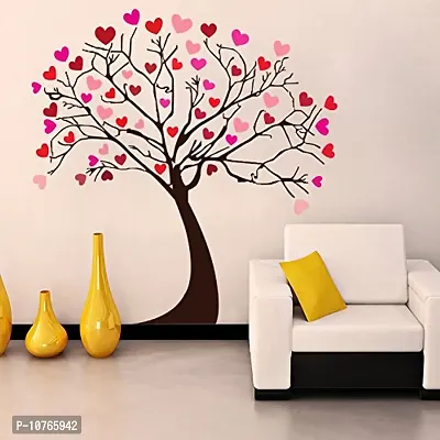 Techgifti? Red Heart Leaf Tree Wall Sticker for Decorative Wall Sticker for Living Room , Bed Room, Kide Room