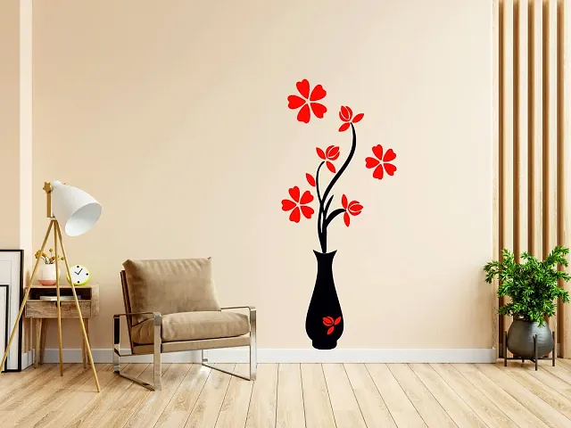 Techgifti Flower Pots Wall Sticker Standard Size-