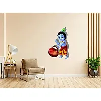 Techgifti makhan chor Krishna Wall Sticker Multicolor (Tech_God-10)-thumb1