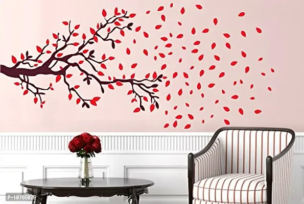 Techgifti? Red Leaf Tree Wall Sticker for Decorative Wall Sticker for Living Room , Bed Room, Kide Room-thumb0
