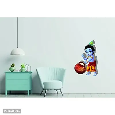 Techgifti makhan chor Krishna Wall Sticker Multicolor (Tech_God-10)