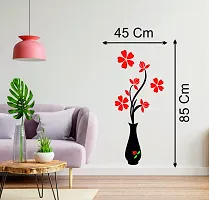 Techgifti Red Flower and Black Flower Pot Wall Sticker Standard ( Size - 45 cm X 85 cm )-thumb3