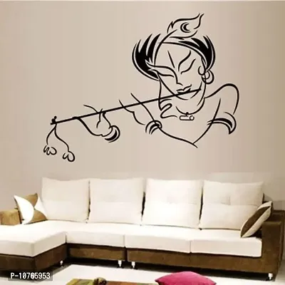 Techgifti? Shree Krishna Black Wall Sticker for Decorative Wall Sticker for Living Room , Bed Room, Kide Room-thumb0