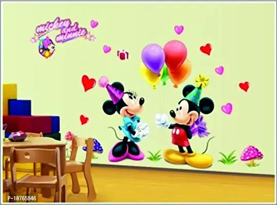 Techgifti? Micky and Minnie Mouse Wall Sticker for Decorative Wall Sticker for Living Room , Bed Room, Kide Room Size : 56CM x 61CM