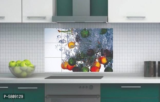 Techgifti Kitchen Sticker Decorative Wall Decor Oil Waterproof Wallpaper / Poster Fresh Fruit Colorful Multicolor Pack of 1-thumb0