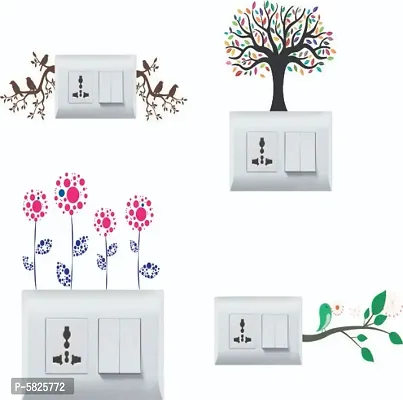 Flowers Wall Switch Board Sticker, 30 x 30 cm, Multicolour