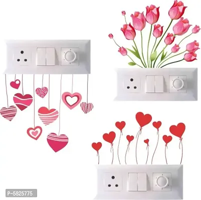 Flowers Wall Switch Board Sticker, 30 x 30 cm, Multicolour-thumb0