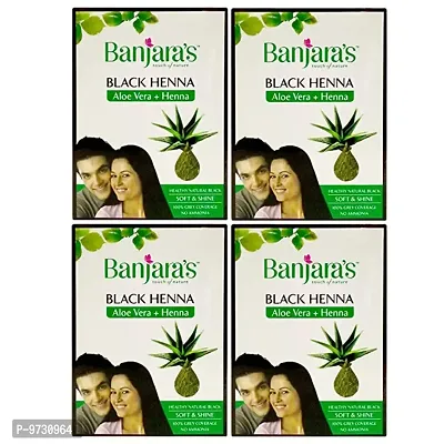 Banjaras Black Henna Aloe Vera + Henna 50gm Pack Of 4-thumb0