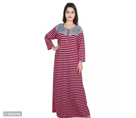 Stylish Pink Cotton Nighty For Women-thumb0