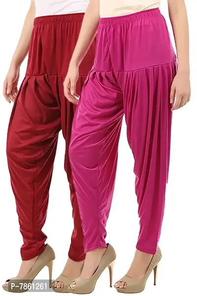 Buy That Trendz Viscose Lycra Womens Cotton Dhoti Salwar Harem Patiala Bottoms Pants XXXX-Large Maroon-Rani Pink