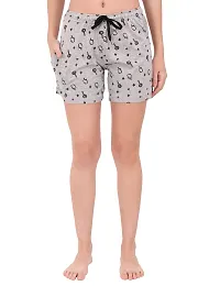 Buy That Trendz Cotton Printed Regular Lounge S to 3XL Night Shorts for Womens Ice Cream Grey Polka Dot Black Floral Leaf Navy Medium-thumb3