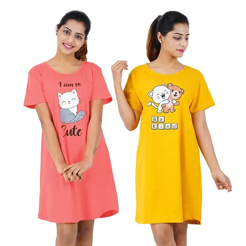 Buy one Get One Trendy Cotton Short Nightdress Combo of 2