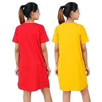 Printed Cotton Short Sleeves I am So Cute Red Love Yellow Night Dress For Women ( Combo )-thumb2