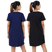 Printed Cotton Short Sleeves I am So Cute Navy Love Black Night Dress For Women ( Combo )-thumb2